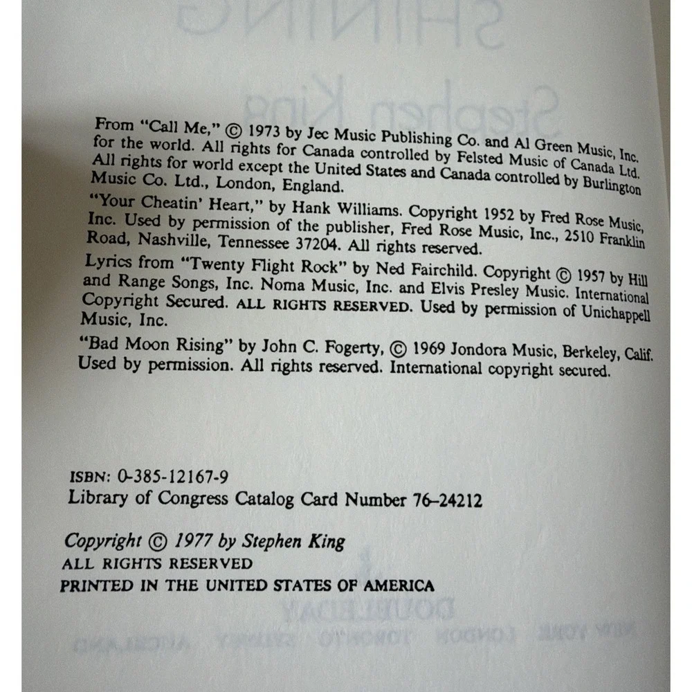 THE SHINING by Stephen King Doubleday 1977 - Brand New